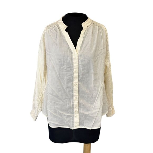 Jessica Simpson Ivory Button-Front Long Sleeve Blouse OX t Womens Top - Picture 1 of 10